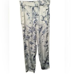 Aritzia Little Moon Blue and White Snapdragon Satin PJ Style Pant
